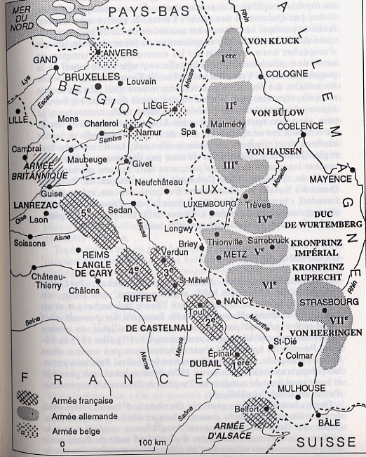 carte de positionnement des troupes